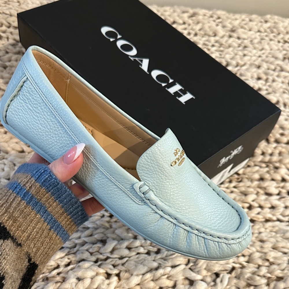 Coach Marley Sky Blue Leather Slip-Ons size 7.5 NIB